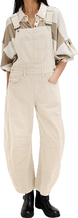 loveimgs Women Y2k Baggy Barrel Jeans Overalls Wide Leg Denim Pants Bib Overalls Jumpsuit Boyfriend Patchwork Jeans