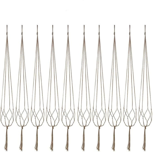Plant Hanger, 10 Pieces 40'' Macrame Plant Hangers, Hanging Planters for Indoor Plants Pots, Plant Holder Basket Jute Rope Holder for Indoor Outdoor Garden Home Decorations (Natural)