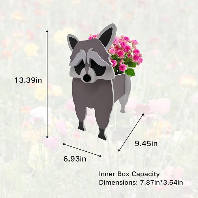 Raccoon Planter Plant Pots,Animal Flower Pot for Indoor/Outdoor,Small Cute PVC Animal Face Shape Plant Container Best for Home Office Garden Decoration Mom Gift