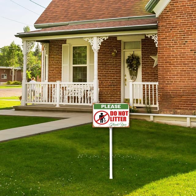 8 x 12 inch Please Do Not Littering Yard Sign Stakes Outdoor Lawn Yard Signs
