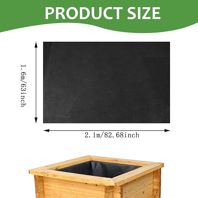 Longzhuo 63" X 83" Planter Box Liner - Non Woven Fabric for Winter Greenhouse Vegetable Gardening, Raised Garden Bed Liner, Cuttable Plant Liner with Soil Containment & Water Drainage for Flower Pots