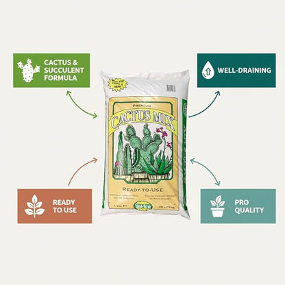 Uni-GRO® Premium Cactus Mix – 1 cu ft Bag 25 quarts | Well-Draining Soil for Succulents, Aloe, Jade & Desert Plants | Organic, Ready-to-Use Potting Mix