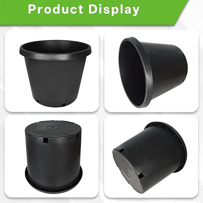 Nursery Pots with Drainage Holes Pack of 5 Pcs 15 Gallon and Plant Label Flexible Seedling Pots Seed Starting Planter for Indoor Outdoor Flowers Succulents Cactus