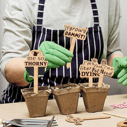 15 Pcs Wood Funny Plant Markers, Pray for Me Life is Better Plant Labels Joke Punny Garden Stakes Assorted Wave Shapes Garden Tags for Vegetable Flower Herb Succulent Seed Potted
