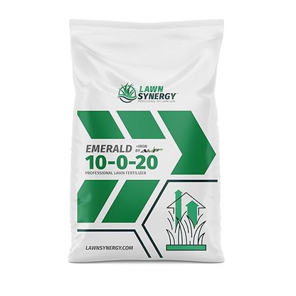 10-0-20 Emerald Lawn Fertilizer 25lbs - Slow-Release Nitrogen, Iron, & Micronutrients - Dark Green Lawn for Tall Fescue, St. Augustine, Zoysia, Centipede