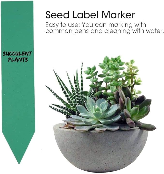 100 Pcs Plant Labels Tags, Plastic Plant Seeds Labels, Pot Marker Nursery Garden Stake Tags (Green)