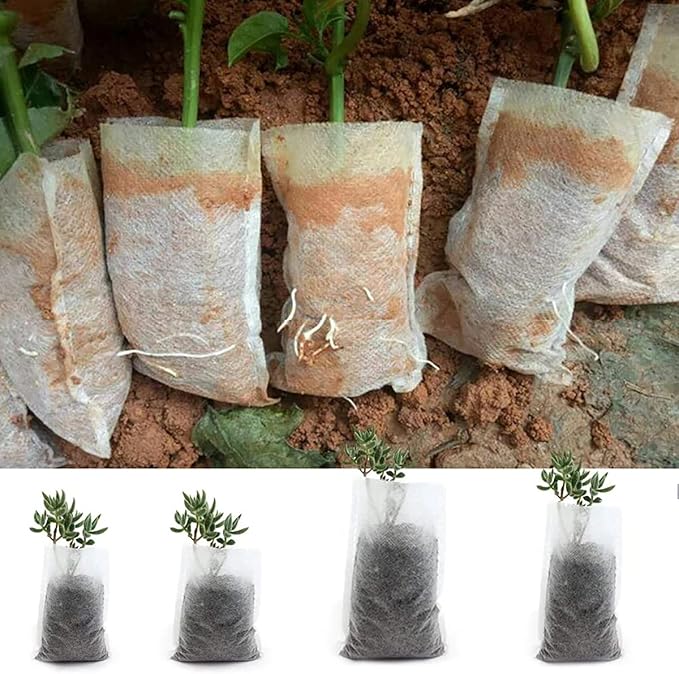 100PCS Plant Grow Bags, Non-Woven Plant Nursery Bags Fabric Seedling Pots for Garden