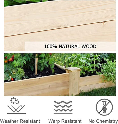 8x2 FT Raised Garden Bed Kit Elevated Wood Planter Garden Box Stand for for Backyard, Patio Outdoor Solid Wood