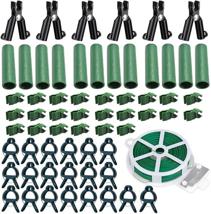 Garden Trellis Support Kit - Plant Clips & Stake Connectors, 7/16" Stake Extensions & Pipe Fixings