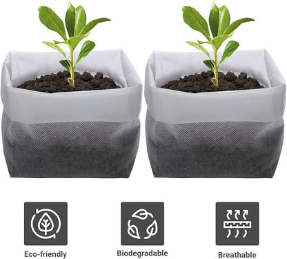 GREANER 100PCS Biodegradable Nursery Bags, 11x11.8 inches Thickened Grow Plant Bags for Vegetables, Flower Seedling Starter Containers, Indoors and Outdoors Use, Home Garden Supply