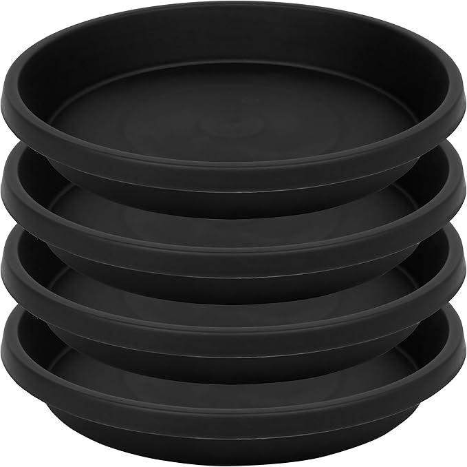 4 Pack Plant Saucer 14 Inch, Heavy Sturdy Plastic Plant Trays for Pots, Plant Water Catcher Tray for Plants, Flower Pot Saucers, Plant Saucers for Indoors Outdoor