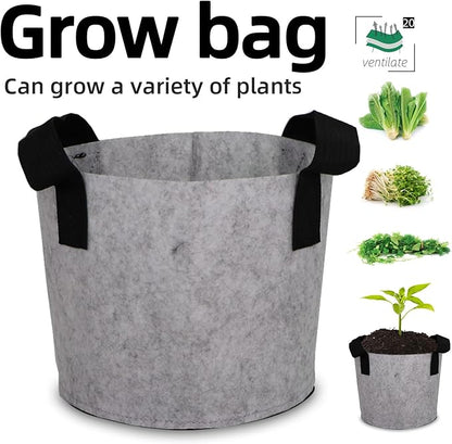 Grow Bags,Growing Pot Bags Garden Grow Bag Indoor Outdoor Fabric Aeration Plant Pot Container Flower Vegetable Pouch (Light Gray,20Gallon)