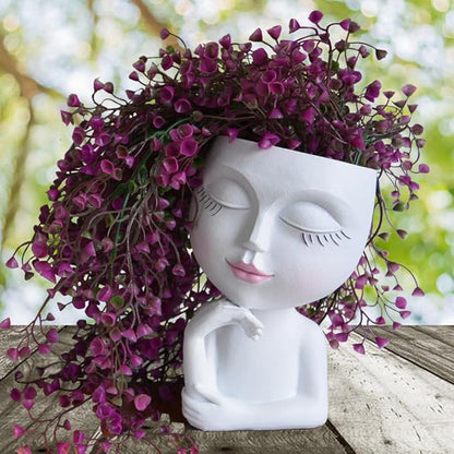 Face/ Head Planters, Women Face Small Plant/ Flower Pots with Drainage for Indoor Outdoor Succulents, White Vase Decor for Women Gifts(7 Inch)