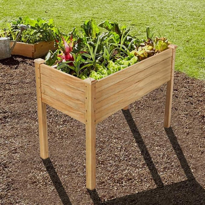 VINGLI Heavy Duty Raised Garden Bed with Bed Liner, Wood Elevated Planter with Legs for Vegetables Fruits Potato Onion Flower, Outdoor Sturdy Long Lasting Planter Box Kit (Elevated Without Wheels)