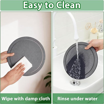 Plant Saucer Flower Pot Saucers Plant Trays for Pots Instant Dry Diatomaceous Earth Round Plant Drip Trays for Indoors Keeping Counter and Floors Dry and Clean (2pcs Grey Medium)