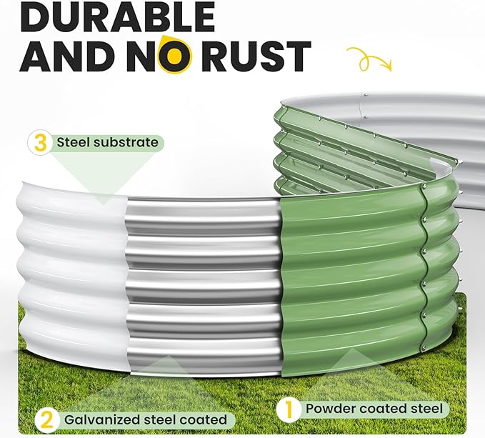 Galvanized Raised Garden Bed, 8x2x1.5 FT Oval Metal Planter Box for Outdoor, 18” Raised Beds for Gardening Vegetables Flower Herb(Green)
