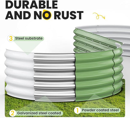 Galvanized Raised Garden Bed, 8x2x1.5 FT Oval Metal Planter Box for Outdoor, 18” Raised Beds for Gardening Vegetables Flower Herb(Green)