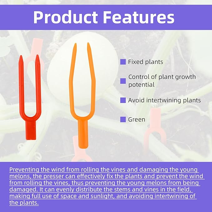 400pcs Plastic Gardening Plant Pin, Strawberry Support Pins Clip Watermelon Fork Farming Securing Garden Vines Fixing Clips Tool (2", 2.6")