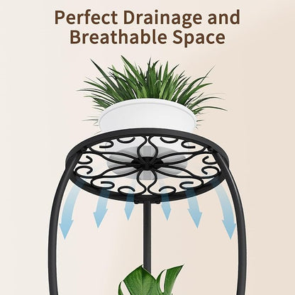 Plant Stand Indoor Outdoor, 2 Tier Metal Tall Plant Stand, Flower Pot Stand, Heavy Duty Plant Shelf Rack, Corner Plant Stand Rustproof for Planter Garden Balcony Patio Living Room