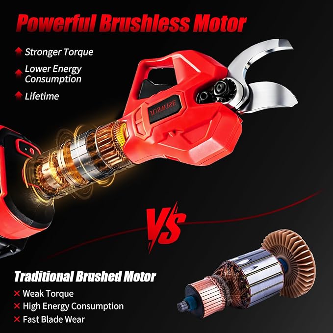 Electric Pruning Shears，2 inch (50mm) Cutting Diameter Electric Pruner with LCD Display 2 * 2.0Ah Batteries Brushless Cordless Garden Shears for Branch,Fruit,Yard and Tree Trimming