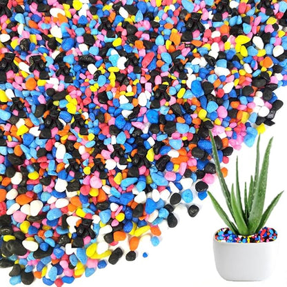 HappyFiller Mix Colored & Black Pea Gravel,Colorful Pearlized Stones for Succulent Cactus Aloe Plants, Bonsai Soil Cover,Terrarium Fairy Garden Landscape,Vase Fillers,Fish Bowl,Home Decor,3-6mm