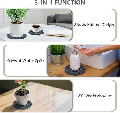 BXI Felt Plant Saucer Mat - 3 Pcs 8 Inch Water Absorbent Planter Coaster, Thick Flower Pot Saucer Pad, Planting Drip Tray for Indoors, Fabric Protective Plate for Tabletop and Floor Surface