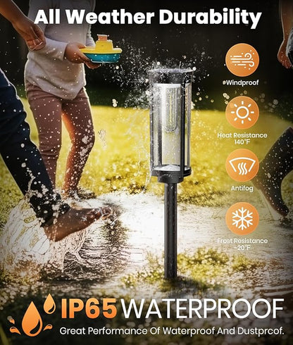 Solar Pathway Lights Outdoor Solar Lights Outdoor, IP65 Waterproof Auto On/Off Solar Garden Lights Solar Powered Landscape Lighting for Yard Walkway Driveway Pathway (Warm White, 2pack)