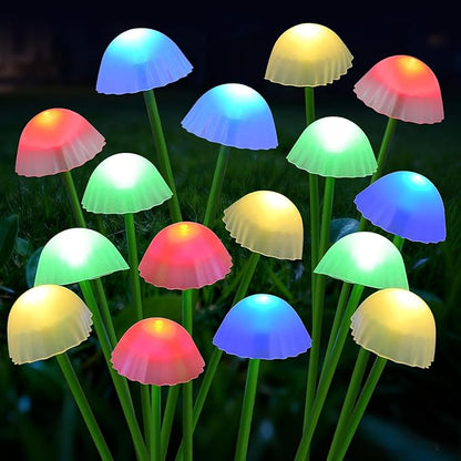 2 Pack Solar Garden Lights Outdoor, Colorful LED Waterproof Solar Powered Mushroom Flowers Landscape Lights for Outside Yard, Patio, Pathway Decorative, Décor, Gifts, Two Lighting Modes