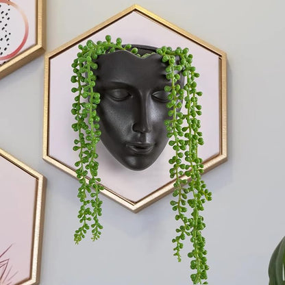 Notakia Face Planter Pot Wall Mounted Outdoor/Indoor Planter with Drainage for Succulents, Cactus, and Small Plants Unique Home Decor Gift for Friends and Family (Black)