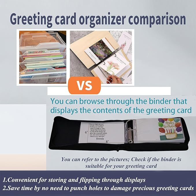 greeting card organizer binder and birthday card holder book,christmas card photo album,binder for greeting cards with sleeves,Suitable for 5x7in, 4x6in, 3x5in cards holds 120 cards (Navy Blue)