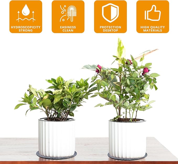 16 PCS Absorbent Waterproof Plant Coasters mat,4 Size 4/6/ 8/10 Inch Reversible Round Fabric Plant Coasters and Plant Saucers for Indoors,Plant mat for Indoor Plants