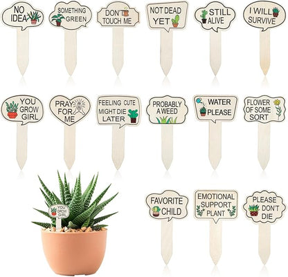 15pcs Funny Plant Stakes Garden Plants Markers Wooden Plants Labels Tab Funny Signs with Stake for Outdoor Indoor Patio Supplies Novelty Gifts Garden Potted