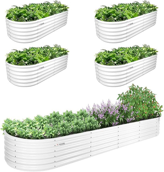 A ANLEOLIFE 5-Piece 18 Inch Tall Raised Garden Beds Kit, Large Oval & Small Oval Combo Metal Planters – Ideal for Backyard Vegetables Flowers Herbs