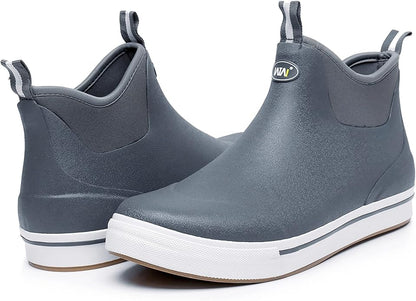 WTW Unisex Rain Boots for Men and Women Waterproof Rubber Fishing Deck Boots Neoprene Boots Slip on Ankle Garden Shoes