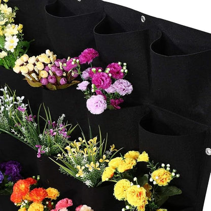 Yosoo 25 Pockets Planting Bags Wall Hanging Gardening Planter Outdoor Indoor Vertical Greening Grow Bags Flower Growing Container, Black