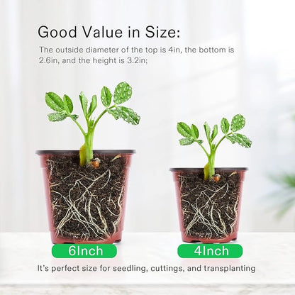 VIVOSUN 100 Pcs 4 Inch Plastic Plant Nursery Pots, Seed Starting Pot, Flower Plant Container for Seedlings, Cuttings, Transplanting