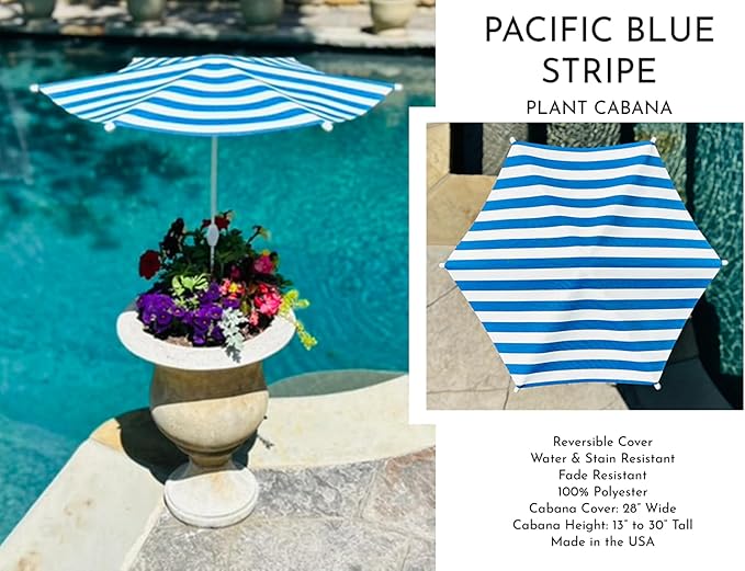 Fixed Plant Shade for Potted Plants 28" x 30" Outdoor Container Sun Shade Cover Premium Fabric Canopy with Fiberglass Frame & Soil Anchor Stripes & Solids Assembly Required