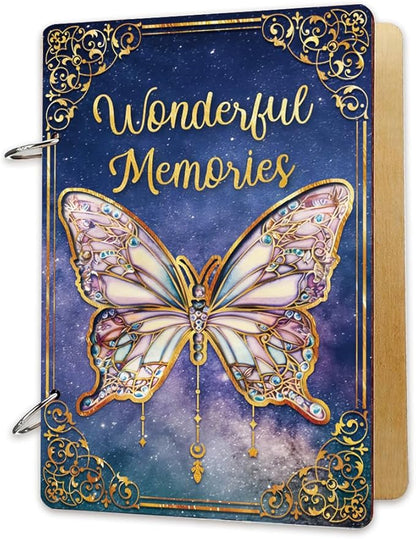 SUPERDANT Butterfly Greeting Card Organizer Birthday Gift Card Holder Wonderful Memories Cards Keeper Storage Keepsake Book Binder Post Cards Photo Album Holder Wedding Planner Journal Keepsake Gifts