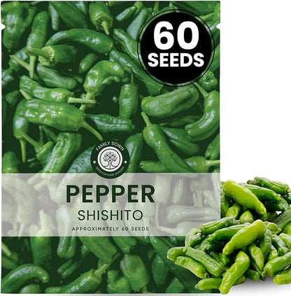 Shishito Pepper – 60 Premium Seeds for Planting – Sweet, Savory, High-Yielding Specialty Pepper for The 2026 Season – 500 Milligram Pouch