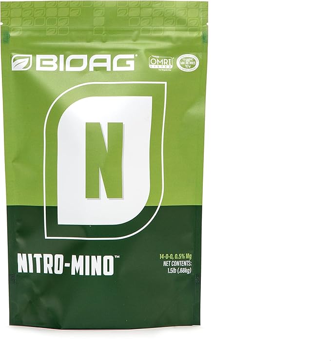 BioAg Nitro-Mino Organic Nitrogen Fertilizer, Amino Acids Nitrogen Magnesium (1.5 lbs)
