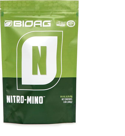 BioAg Nitro-Mino Organic Nitrogen Fertilizer, Amino Acids Nitrogen Magnesium (1.5 lbs)
