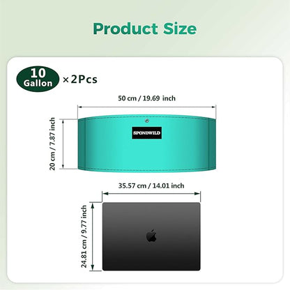 2 Pack 10 Gallon 3 Compartment Grow Bag, Vegetable Growing Bag Thickened PE Garden Pots with Drainage Holes, Branch-Binding Holes, Reusable Plant Bag for Vegetables,Flowers