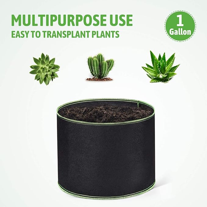 Delxo 20-Pack 1 Gallon Grow Bags,Garden Planting Bag with Handles,300G Thickened Breathable Nonwoven Cloth Fabric Pots for Fruits,Vegetable,Tomato(Black)