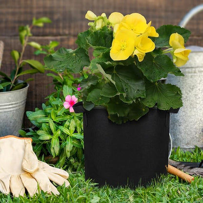Grow Bags Fabric Plant Bag: 5 Pcs 4 Gallon Planter Bags with Handles - Heavy Duty Grow Pots Nonwoven Garden Bag for Plants Flower Vegetable Gardening