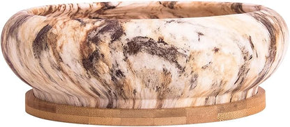 ARTKETTY Succulent Pots - 7.3 Inch Large Bonsai Pots with Drainage Tray, Ceramic Pots for Indoor Plants, Shallow Succulent Planters Marble Cactus Flower Plant Container Bowl