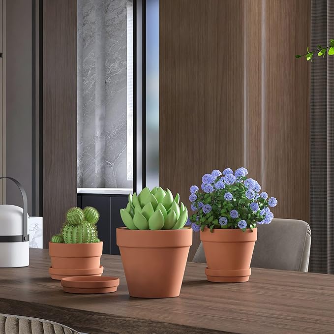 Fcacti Terra Cotta Pots with Drainage Hole - 8 Pack 4.6 Inch Clay Pot Ceramic Pottery Planter Cactus Flower Pots Succulent Pot, Great for indoorourdoor Plants, Crafts and Wedding Favor