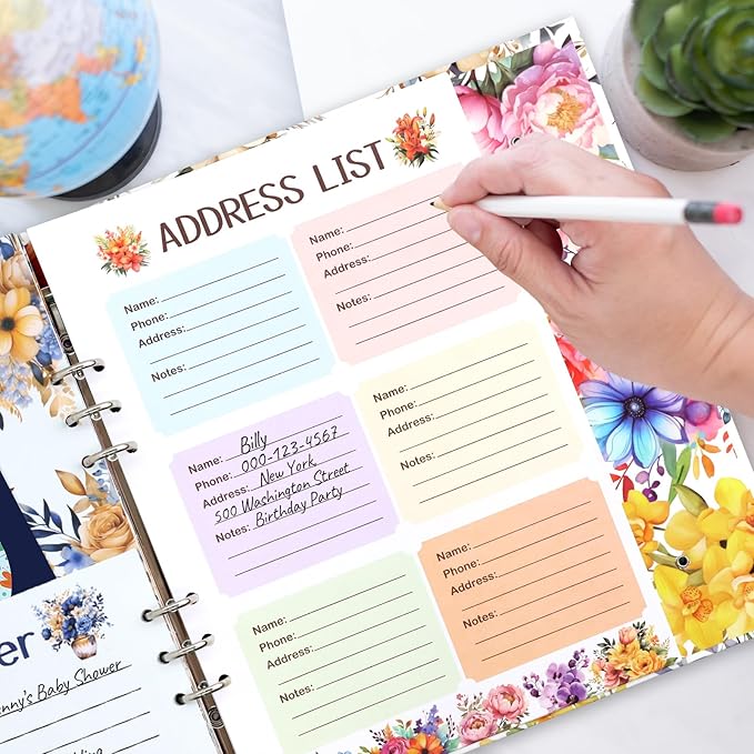 Ceiba Tree Greeting Card Organizer with 24 Pockets Flora Month by Month Hardcover Binder Birthday Reminder for Holiday Wedding Anniversary Cards Home Office