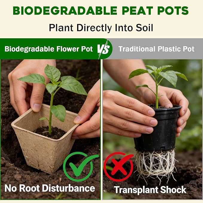 NNG 5PCS Seed Starter Tray with 90PCS Square Seed Peat Pots,Seed Starter Kit with Germination Trays Seedling Pots for Seedling Propagation and Plant Growing