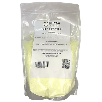 Greenway Biotech, Inc. Organic Sulfur Powder Fertilizer for Plants- Required to Lower pH & Increased Sulfur Deficiencies- Essential Nutrients for Plant Growth with Macronutrients (3 Pounds)