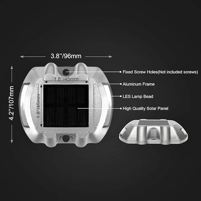 JIGUOOR Solar Deck Lights LED Driveway Lights Solar Powered Dock Light Outdoor IP68 Waterproof Road Markers for Step Sidewalk Stair Boat Garden Ground Pathway Yard (White, 6 Pack)